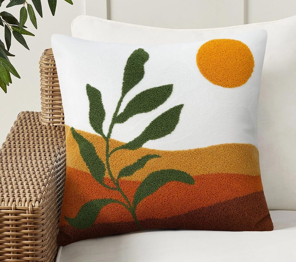 9877 Boho Decorative Throw Pillow Covers Abstract Tufted Mid Century Modern